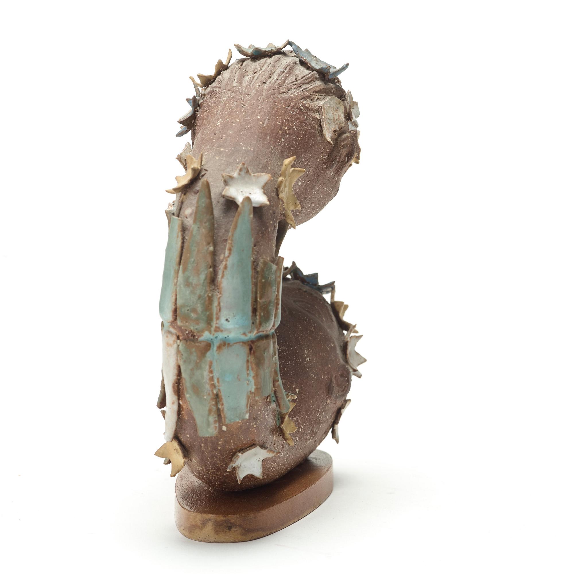 Stig Lindberg, skulptur "Narcissus", chamotterat stengods, Gustavsbergs studio 1940-tal.