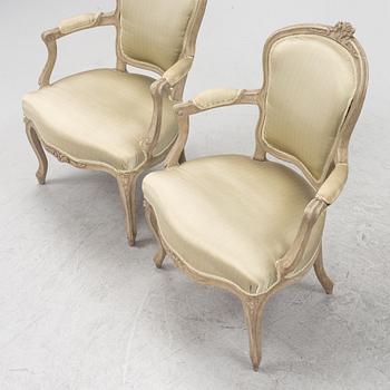 A pair of French Louis XV-style chairs, 19th Century.