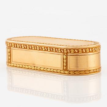 A Swedish 18th century 18K gold-box, mark of Friedrich Fyrwald, Stockholm 1794.