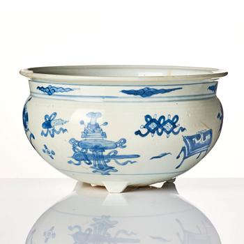 Rökelsekar, porslin. Qingdynastin, Kangxi (1662-1722).