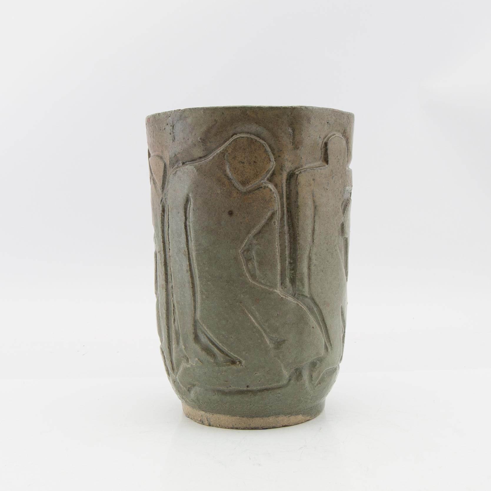 Einar Luterkort, vase, glazed stoneware with stamp signature.