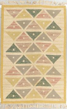 Sigvard Bernadotte, a carpet, "Harlequin", flat weave, ca 204 x 135,5-137,5 cm, signed SB.