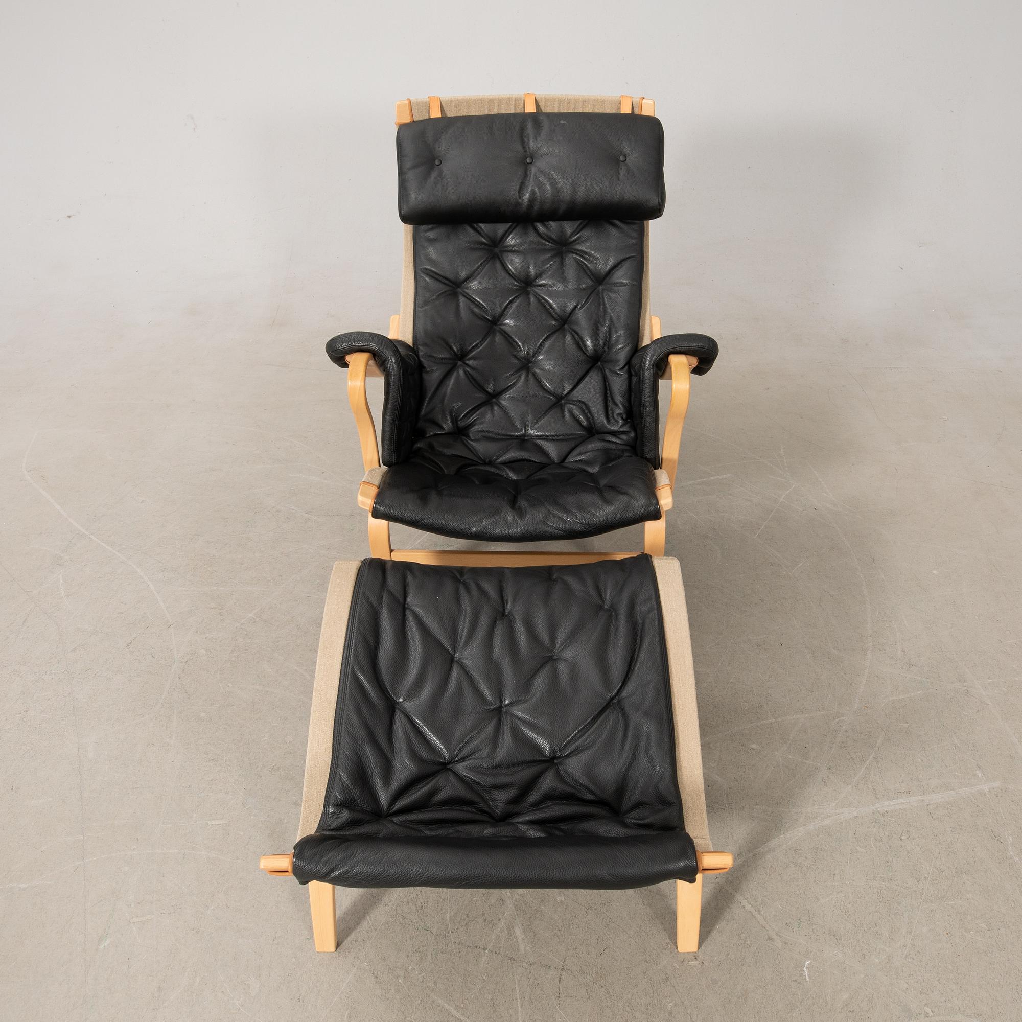 Bruno Mathsson, armchair with footstool, "Pernilla", Dux.