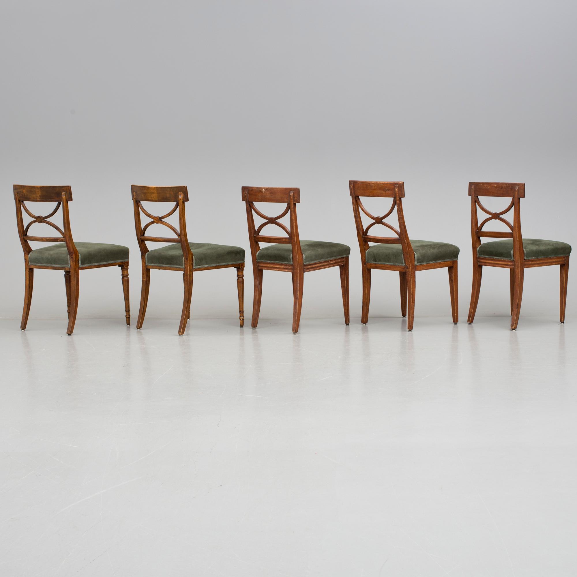 STOLAR 5 st, s k Belllmanstolar, 1800-tal.