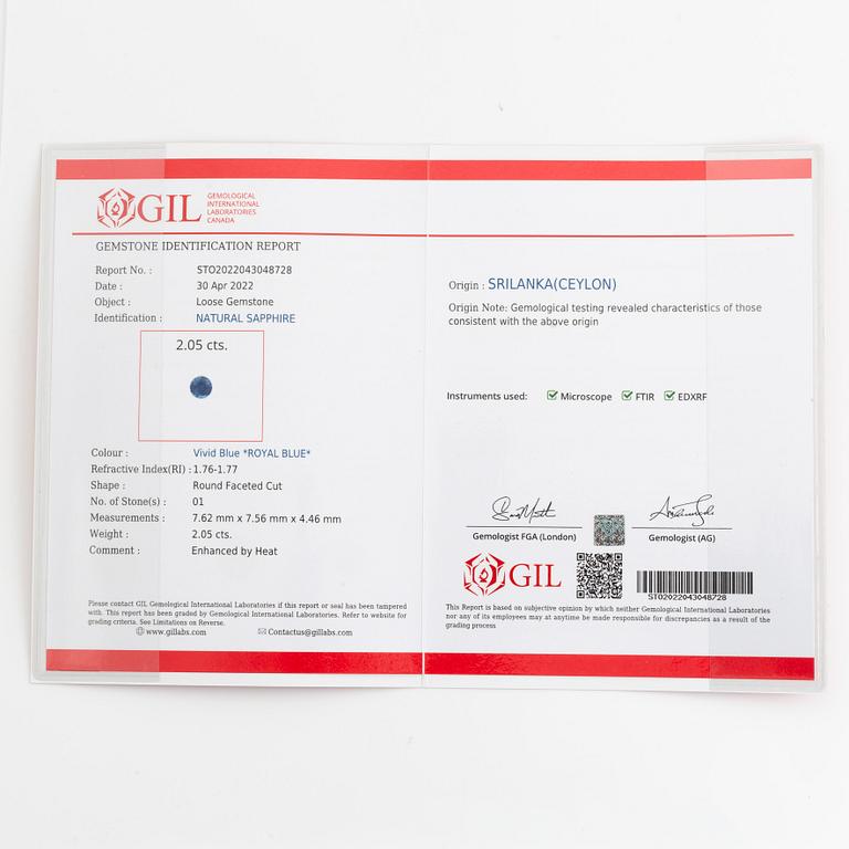 Sapphire and brilliant cut diamond ring.