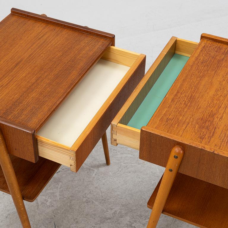 Sängbord, ett par, Carlströms Möbelfabrik, Bjärnum, 1950/60-tal.
