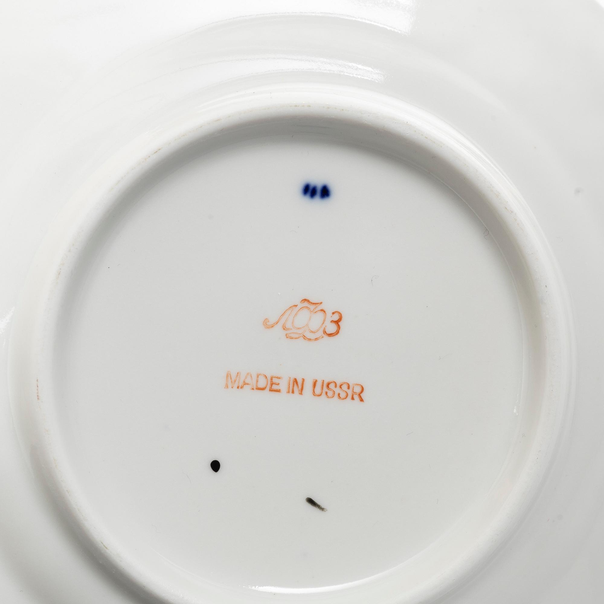 Kaffeservis, 28 delar, "Cobalt Net", Lomonosov, Sovjetunionen.