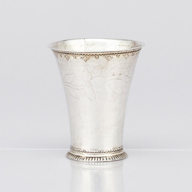 A Swedish 18th Century silver beaker, marks of Johan Steinfort, Stockholm 1758.