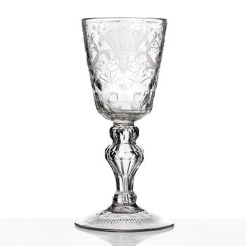 A large engraved goblet, 18th Century.