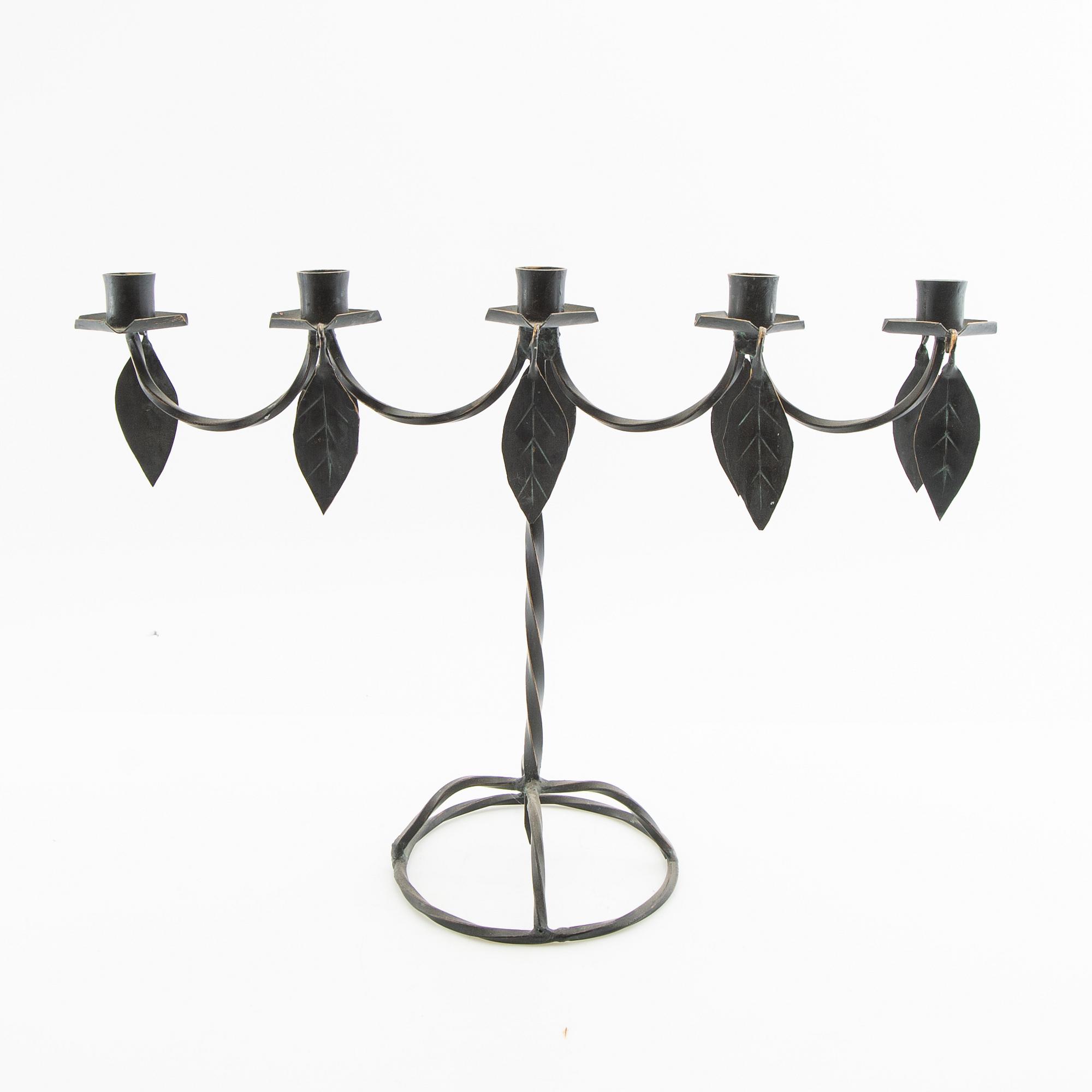 Candelabras, a pair, wrought iron, 20th century.