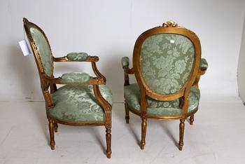 SALONGSMÖBLEMANG, 5 delar, gustaviansk stil, 1800/1900-tal.