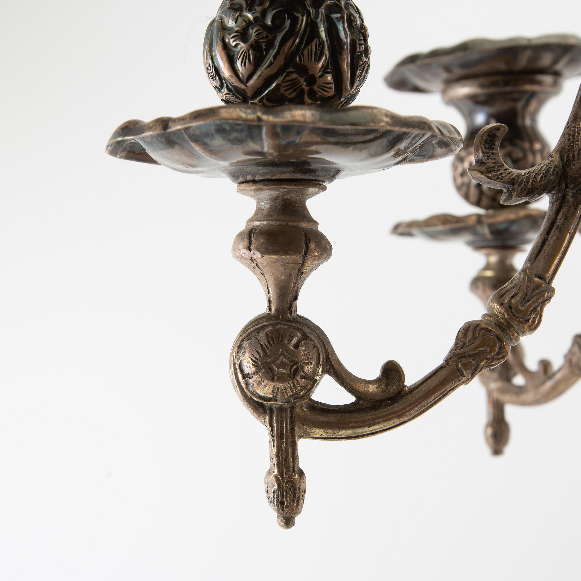 Candelabrum silver Louis XV style possibly Austria around 1900.
