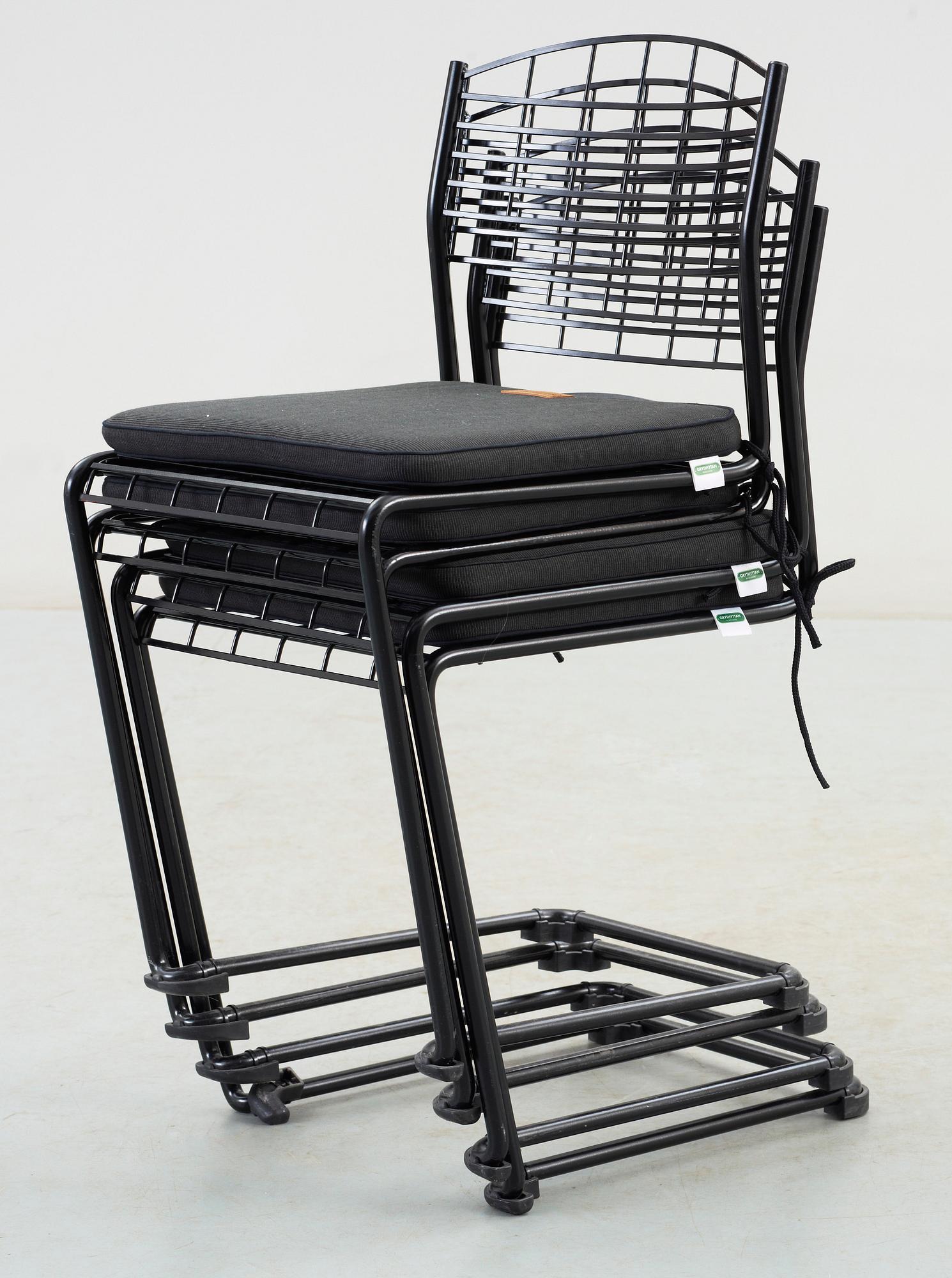 STOLAR / TRÄDGÅRDSSTOLAR, 4 st, "Hightech", Nisse Strinning, Grythyttan, 2000-tal. Formgivna 1984.