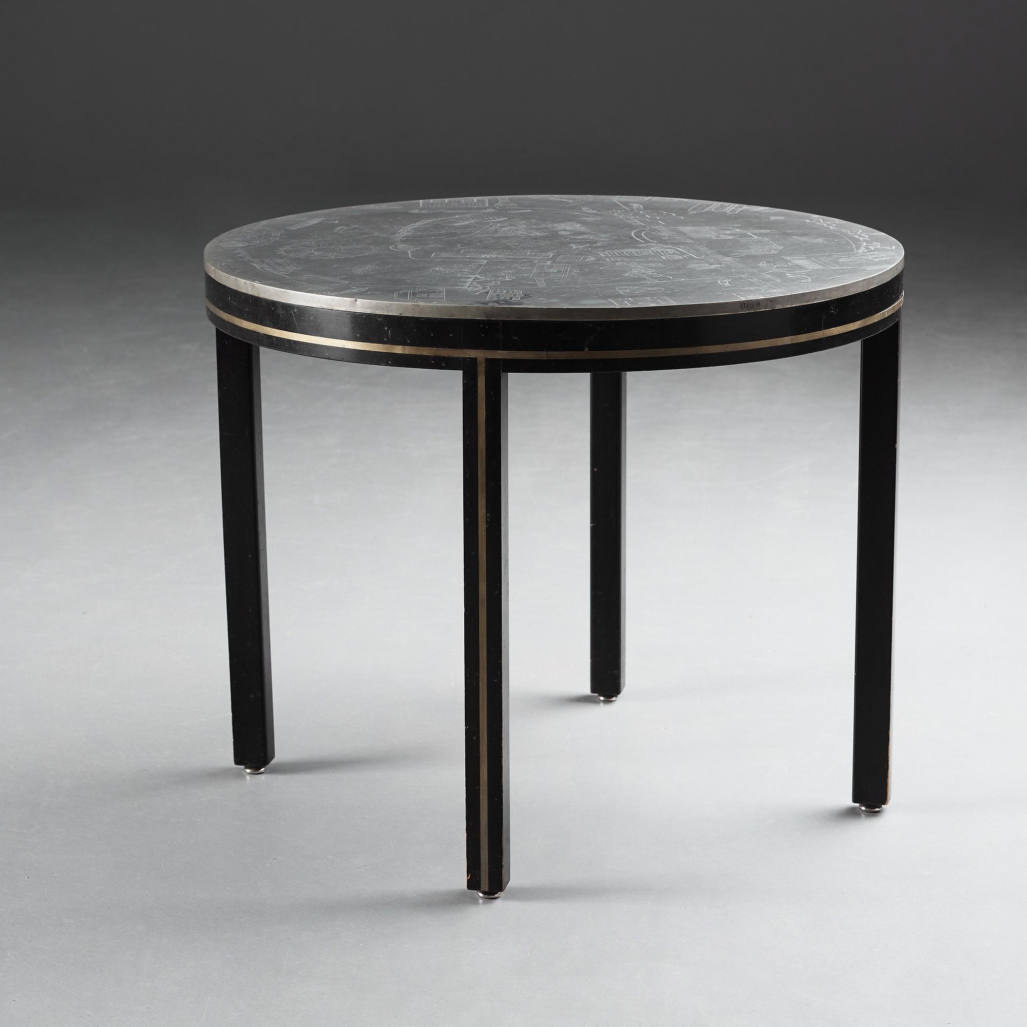 Olof Ågren, & probably Björn Trägårdh or Uno Åhrén, a pewter top table, Stockholm 1930.