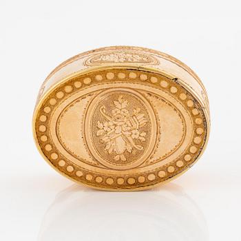A Swedish 18th century gold snuff-box, mark of Christian Maas, Stockholm 1783.
