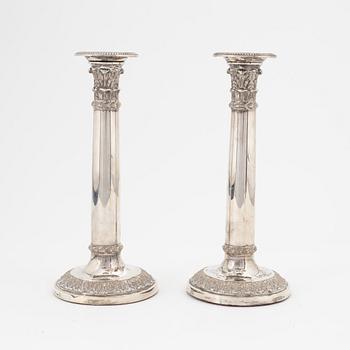 A pair of Austo-Hungarian silver candlesticks, late 19th Century.