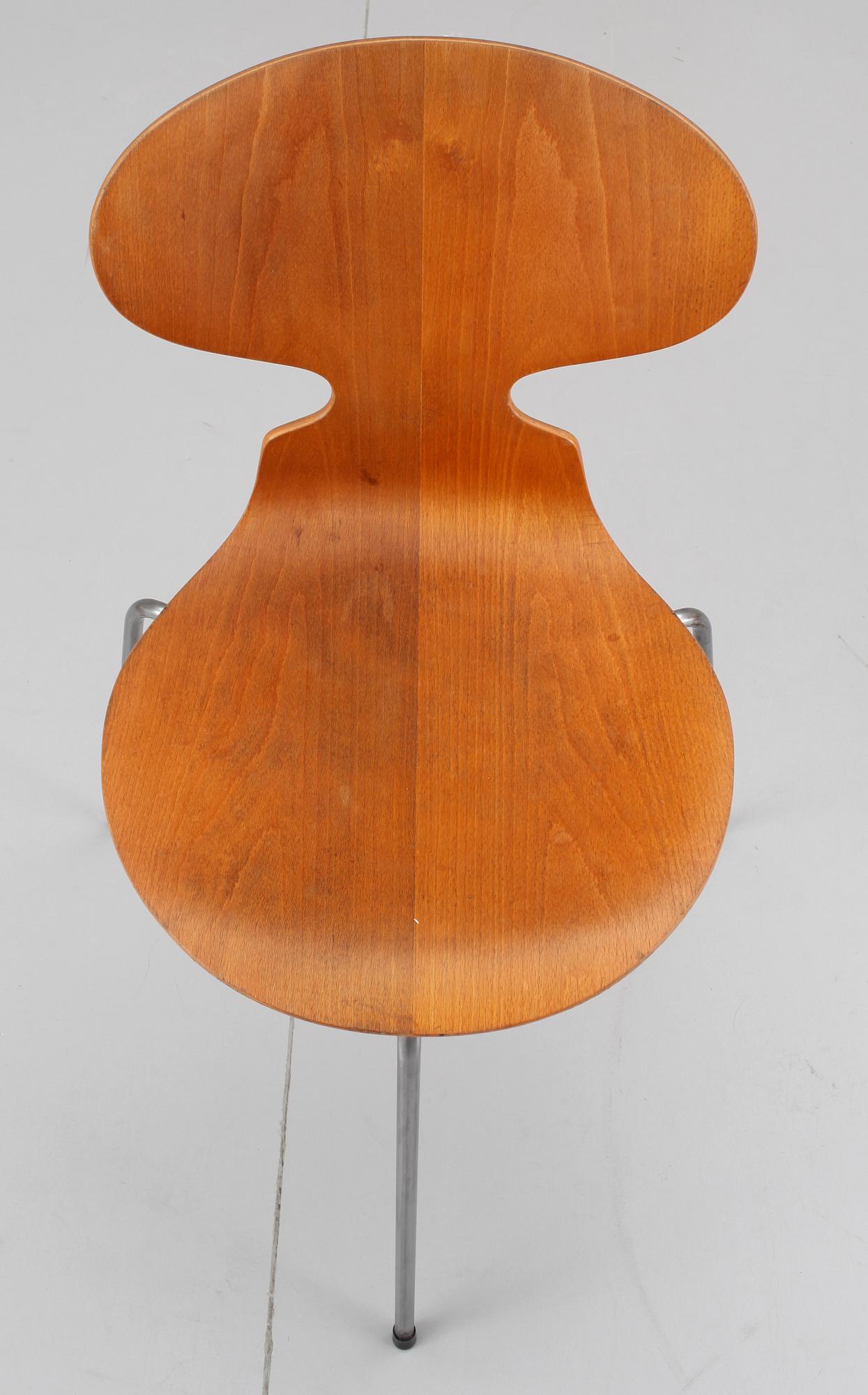 STOLAR, 6 st, "Myran", Arne Jacobsen, Fritz Hansen, första upplagan 1950-tal.