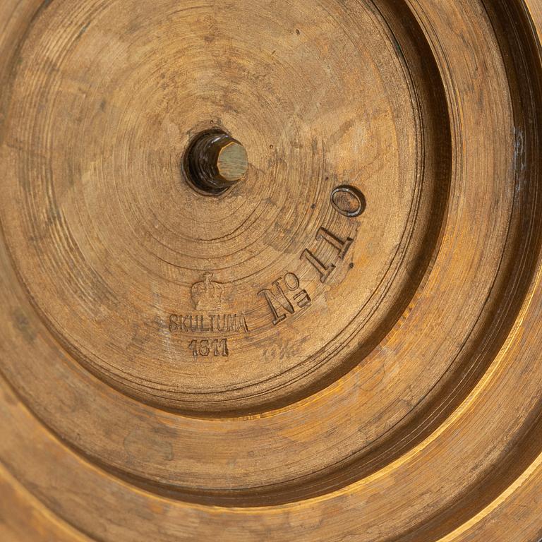 A pair of brass cassolettes from Skultuna Bruk.