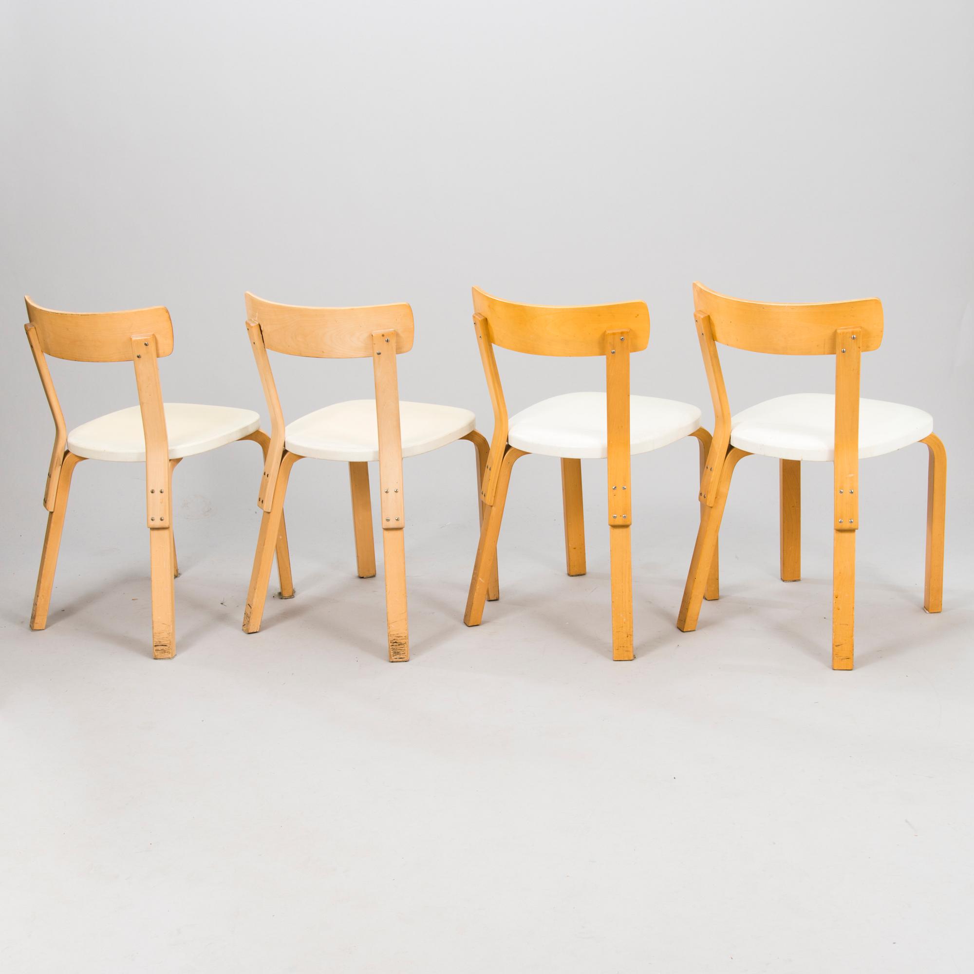 Four Alvar Aalto chairs of model 68 by Artek mid 20th-century.