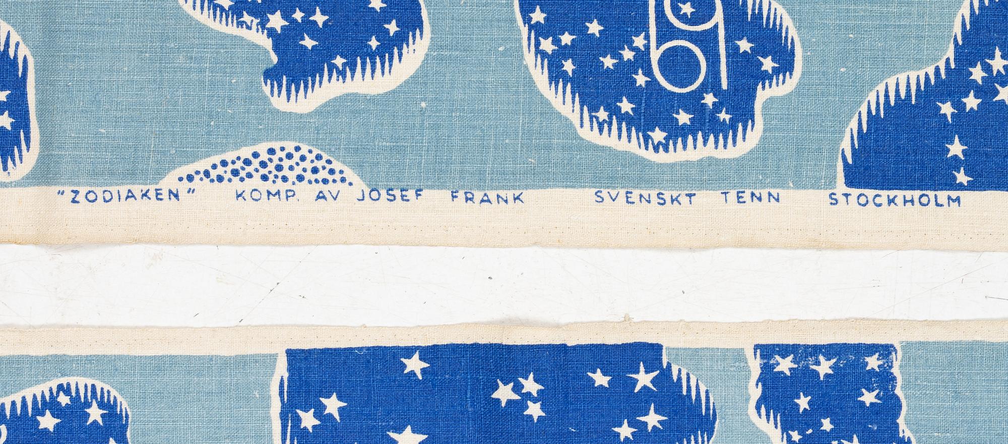 Josef Frank, gardiner, ett par, "Zodiaken", samt metervara, Firma Svenskt Tenn.