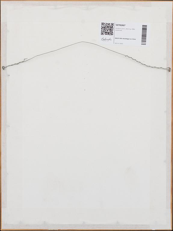 Anders Zorn, etsning, 1916, signerad.