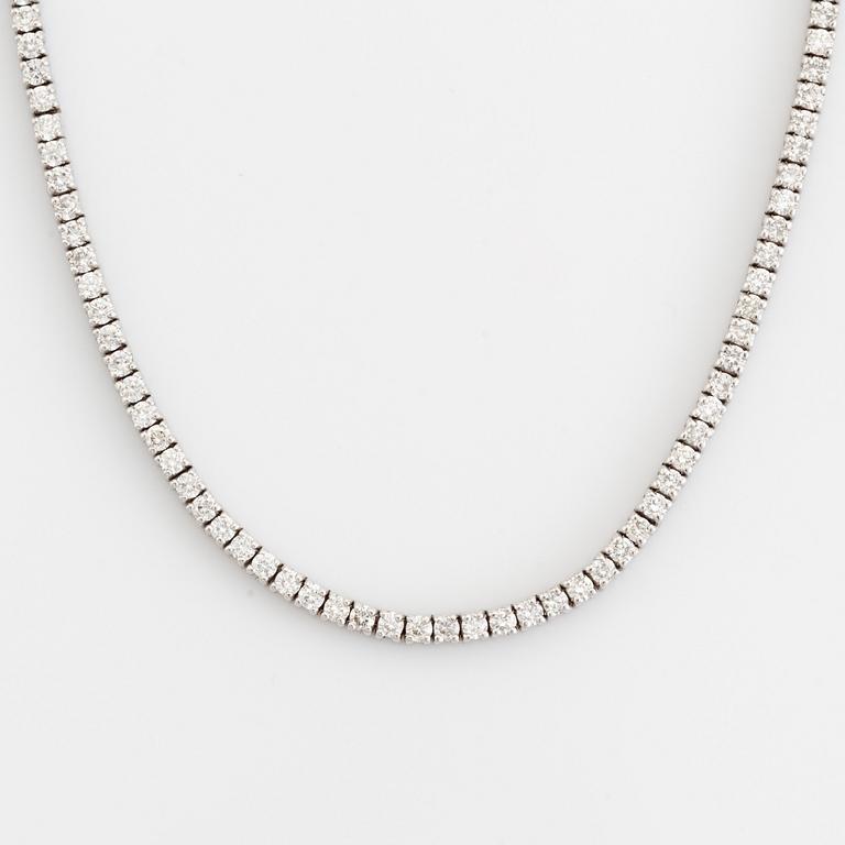 Collier, rivière, med briljantslipade diamanter, med HRD report.