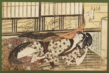 Utamaro, Four woodblock prints, Shunga, circa 1790-1805.