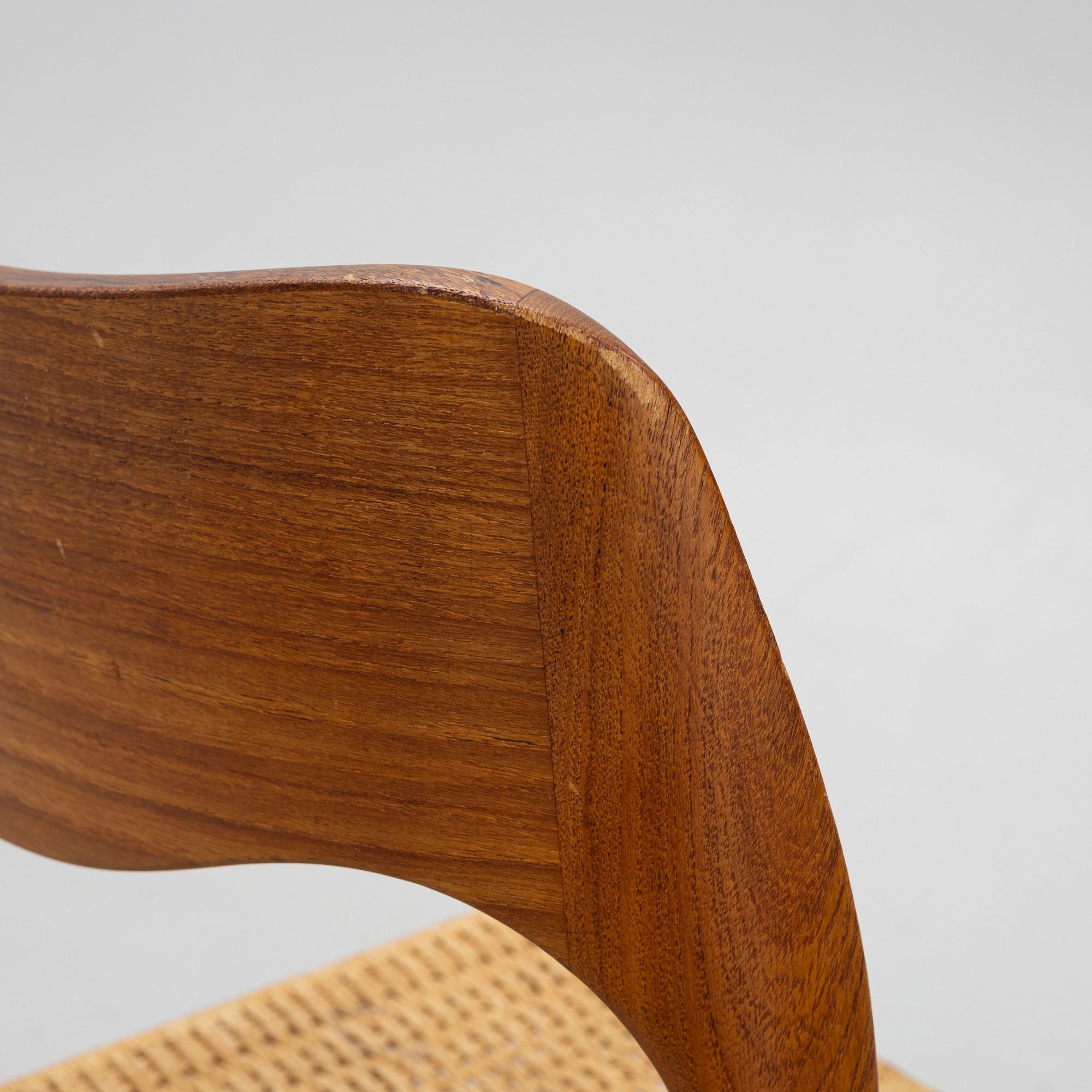 Niels Otto Møller, stolar, 6 st, modell 71, J.L. Møllers Møbelfabrik, Danmark, 1950/60-tal.