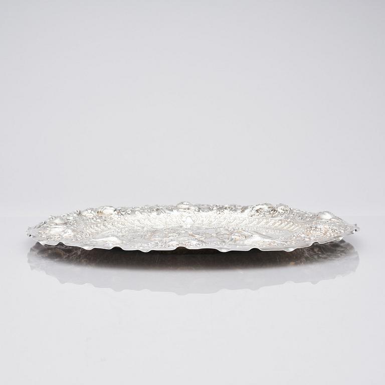 A Swedish early 18th century silver presentation-dish, mark of Petter Bernegau, Stockholm 1711.