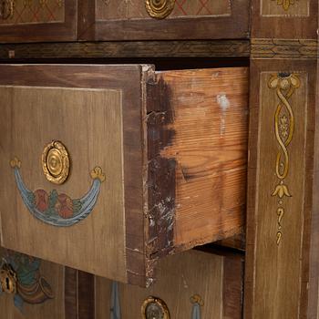 A Gustavian painted commode, late 18th century.