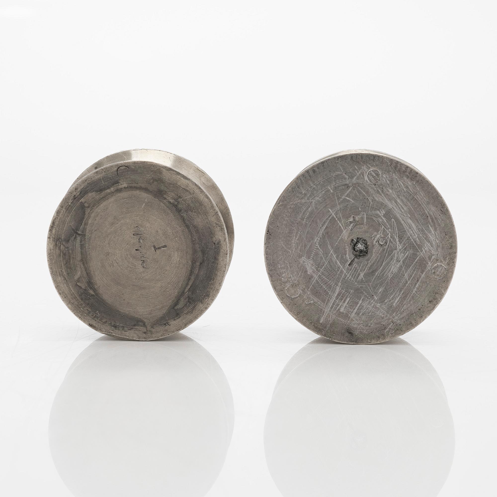 Viljo Hirvonen, a pair of rare mid-20th-century  candlesticks manufactured by Valaistustyö for Artek.