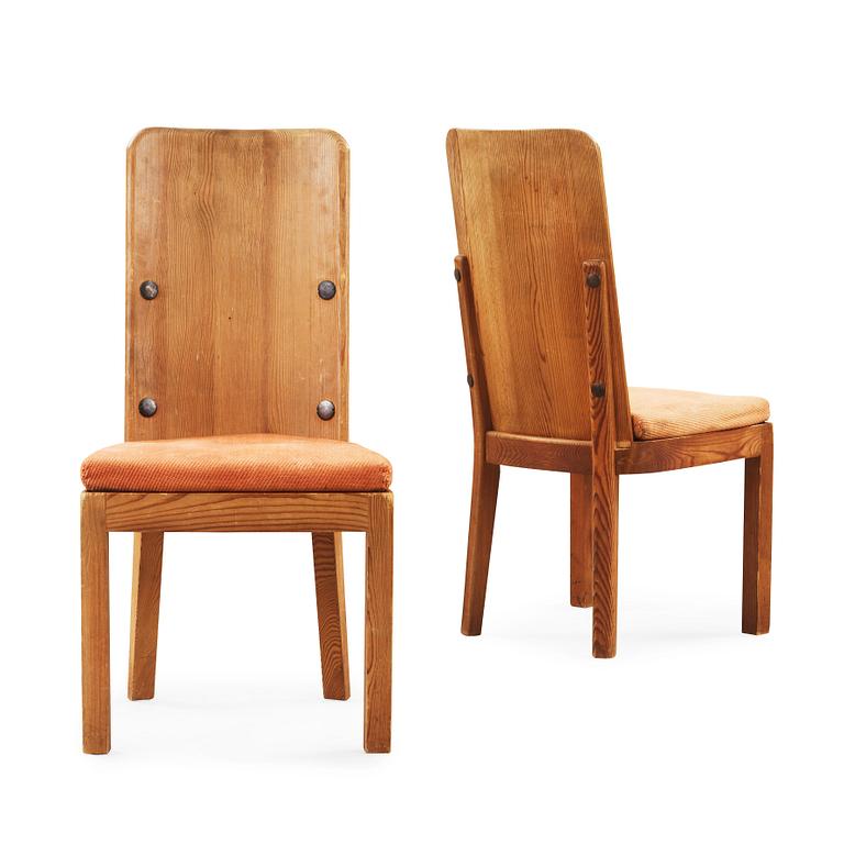 A pair of Axel Einar Hjorth 'Lovö' pine chairs, Nordiska Kompaniet, 1930's.