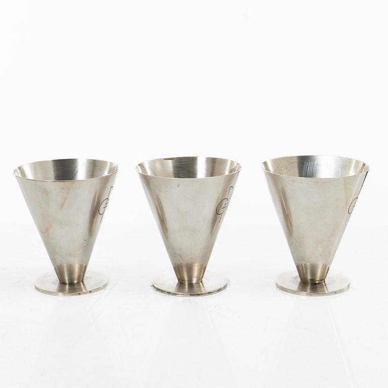 Wiwen Nilsson, Three small silver cups, mark of Wiwen Nilsson, Lund, Sweden 1937-39.