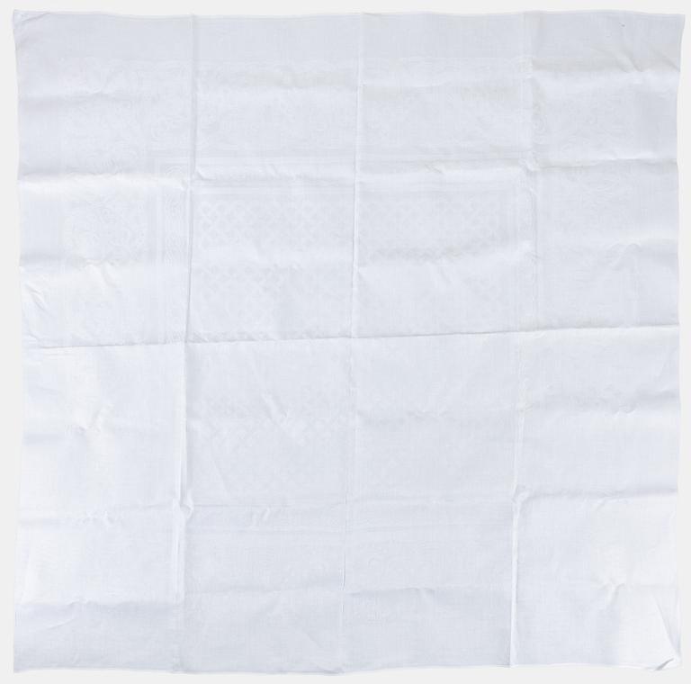 Signe Sohlman, two linen damask table cloths, 'Drakmönstret'.