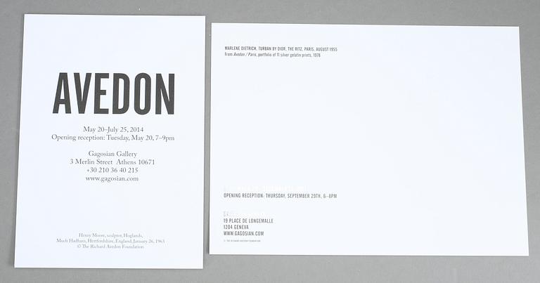 INVITATIONCARDS / INBJUDNINGSKORT, 3 st, "Avedon Women, "Avedon", Gagosian Gallery, New York.