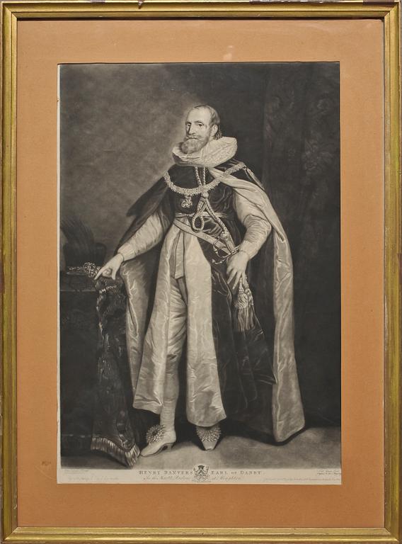 JOSEPH BOYDELL, efter Van Dyck, mezzotint, omkring sekelskiftet 1700/1800.