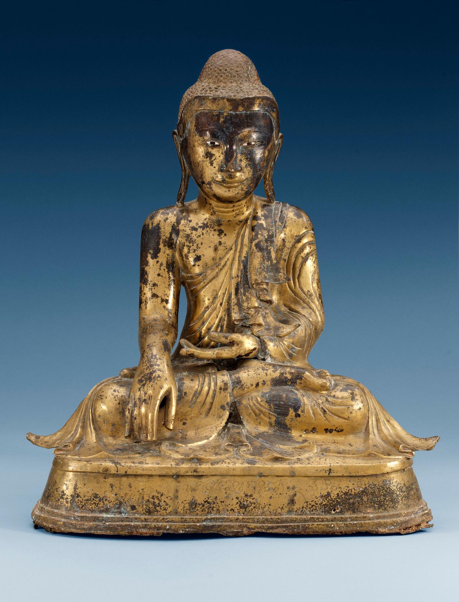 A Burmese gilt bronze figure of Buddha, Mandalay, 19th Century.
