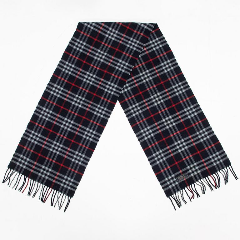 Burberry, check lambs wool scarf.