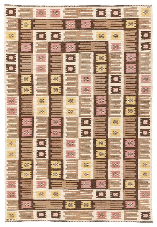 Märta Måås-Fjetterström, a carpet, "Nyponblomman", flat weave. 300 x 206 cm, signed AB MMF.