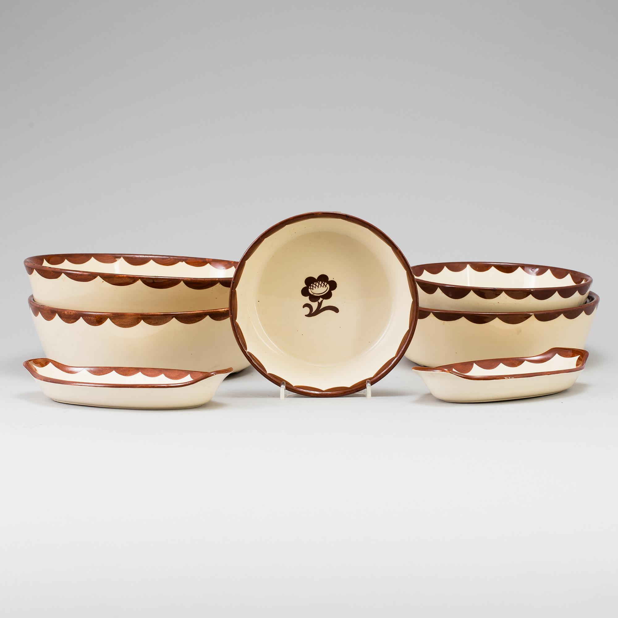 WILHELM KÅGE, 8 st ugnsformar, "Pyro", Gustavsberg. I produktion 1930-1955.