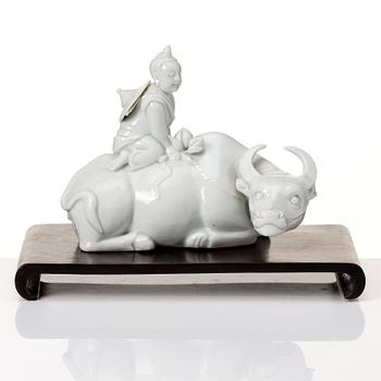 A pair of blanc de chine figurines, Qing dynasty, late Qing dynasty.