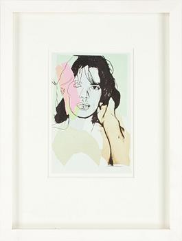ANDY WARHOL, efter, färgoffsettryck, ANNOUNCEMENT CARD, Mick Jagger, 1975.