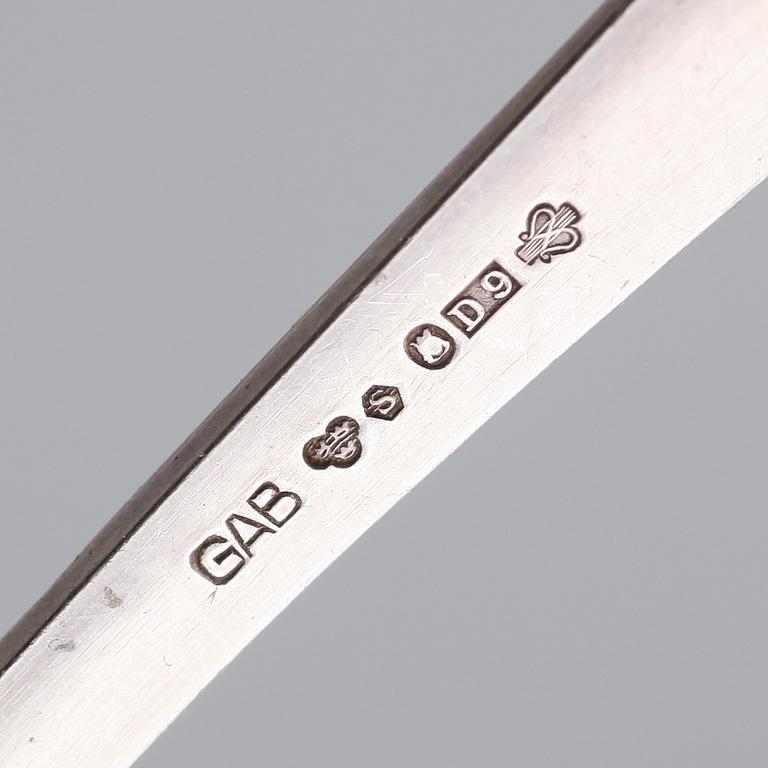 KAFFESKEDAR, 17 st, silver, GAB, Stockholm 1950/60-tal. Vikt ca 245 g.