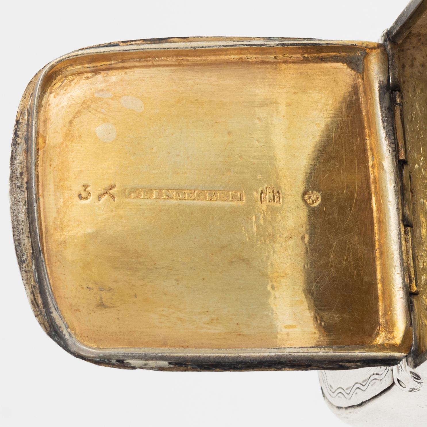 A Swedish Silver Double Box, Silver, mark of Gustaf Lindegren, Helsingborg 1828.
