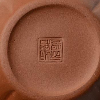 A group of three yixing 'gongfu' teapots, China, 1980s.