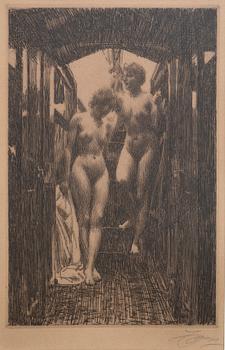 Anders Zorn, a signed etching from 1917.