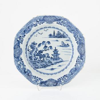 SEven pieces of blue and white porcelain, China, Qing dynasty, 18th-19th century.