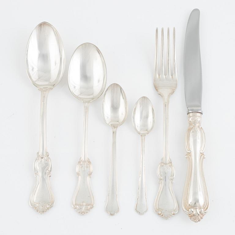 Cutlery set, silver, 39 pieces model 'Olga', and 15 pieces model 'Chippendale', including GAB, Stockholm 1963.