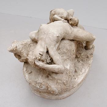 SKULPTUR, gips, otydligt signerad Billet? och daterad 12.