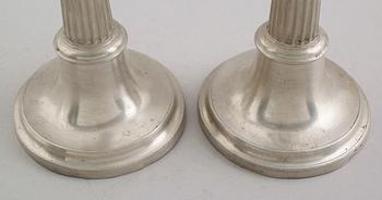 LJUSSTAKAR, 1 par, tenn, Johan Albin Gellerstedt, Härnösand 1841.